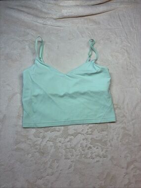 Lululemon Strappy V-Neck Crop Sports Bra Sz 8 Mint Green B-Cup Wireless Stretch